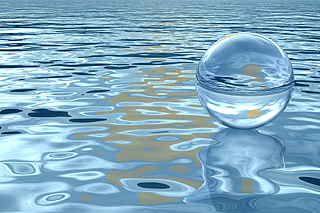 glass sphere on water